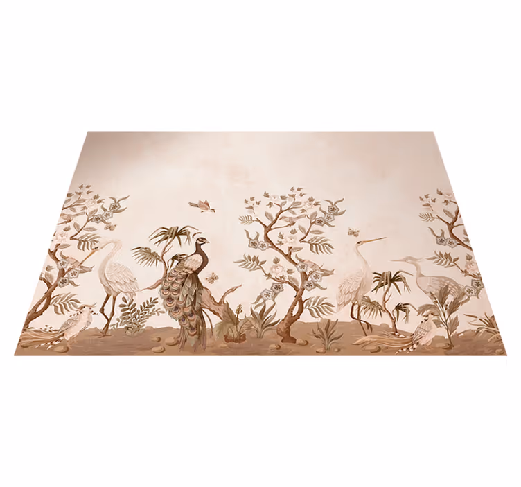 Beige vinyl rug with vintage animal design - TenStickers