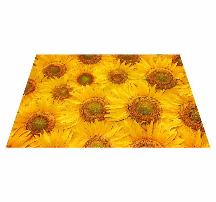 Yellow vinyl rug with sunflowers design - TenStickers