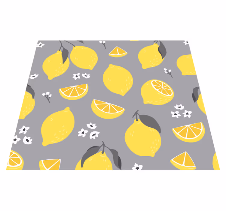 Yellow vinyl rug tropical lemon - TenStickers