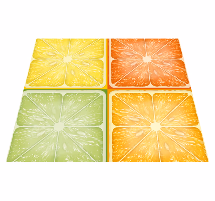 Yellow vinyl rug with vibrant citrus design - TenStickers
