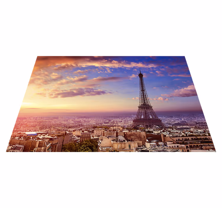 Purple vinyl rug with paris view - TenStickers