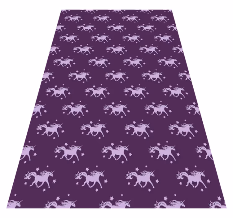 Purple vinyl rug with simple unicorns and stars - TenStickers