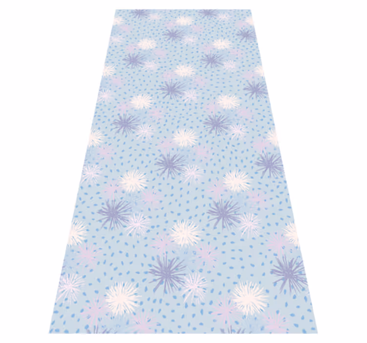 Purple vinyl rug dandelion with water drops - TenStickers