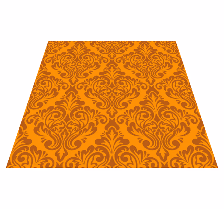 Orange vinyl rug in vintage orange damask - TenStickers