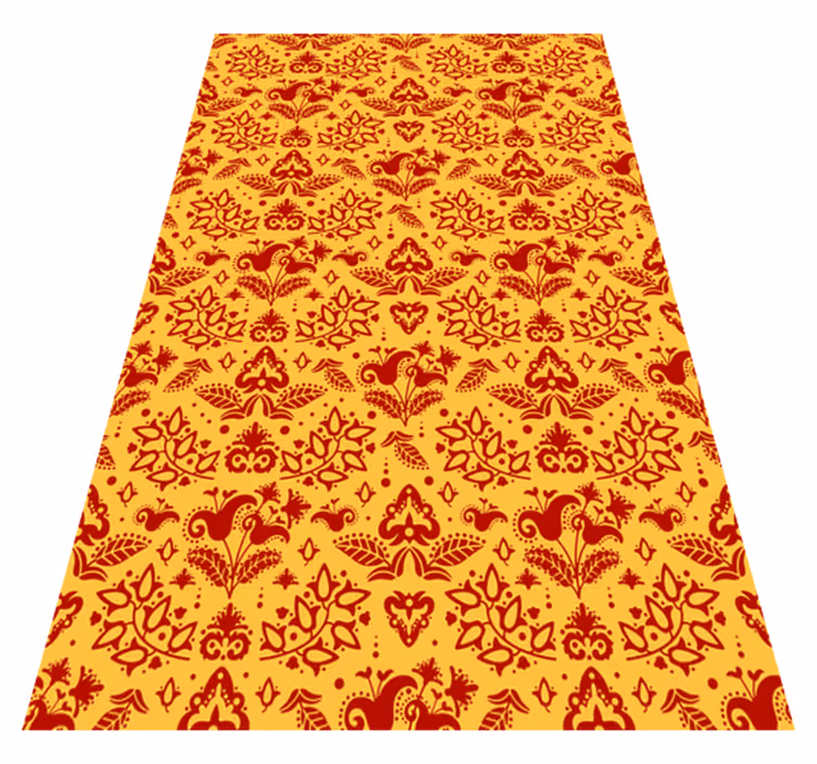 Orange vinyl rug with floral patterns - TenStickers