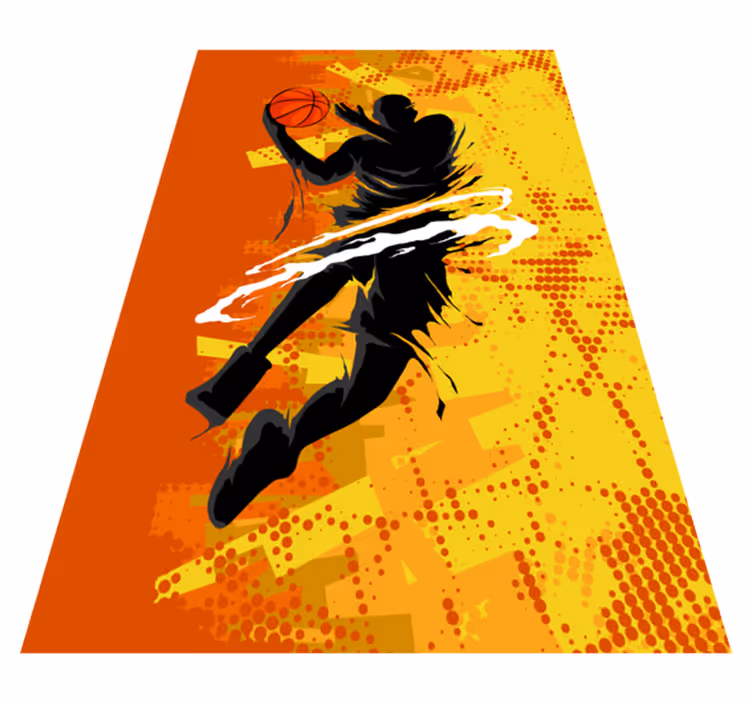 Orange vinyl rug basketball player design - TenStickers