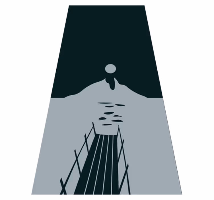 Black vinyl rug wooden dock by a lake with mountains - TenStickers
