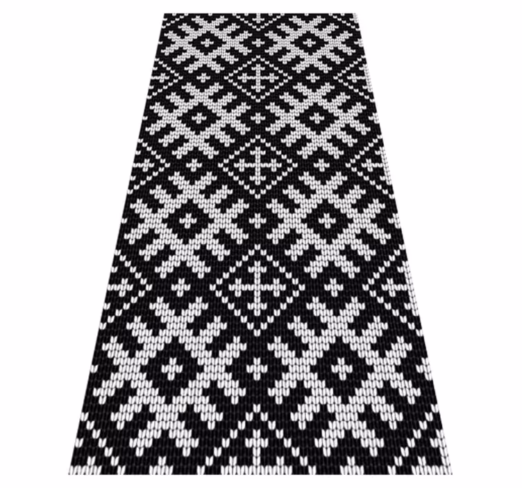 Black vinyl rug with viking linked squares design - TenStickers