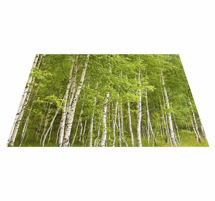 Green vinyl rug birch tree design - TenStickers