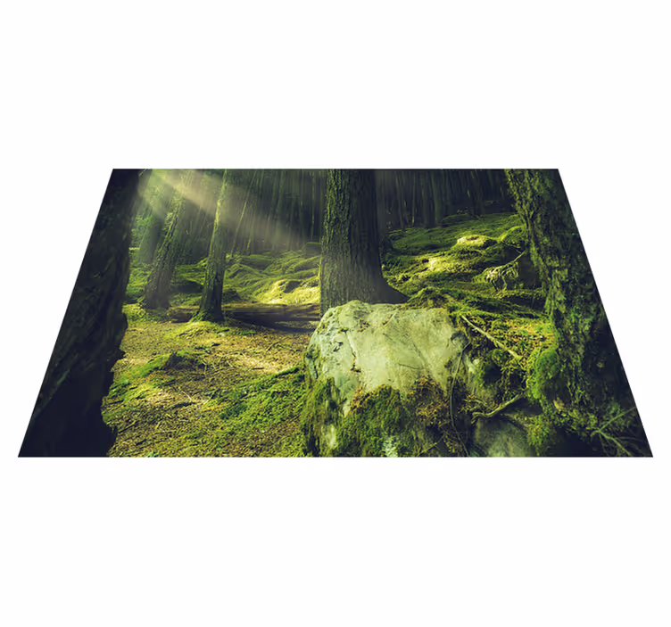 Green vinyl rug nature-inspired mossy rocks - TenStickers