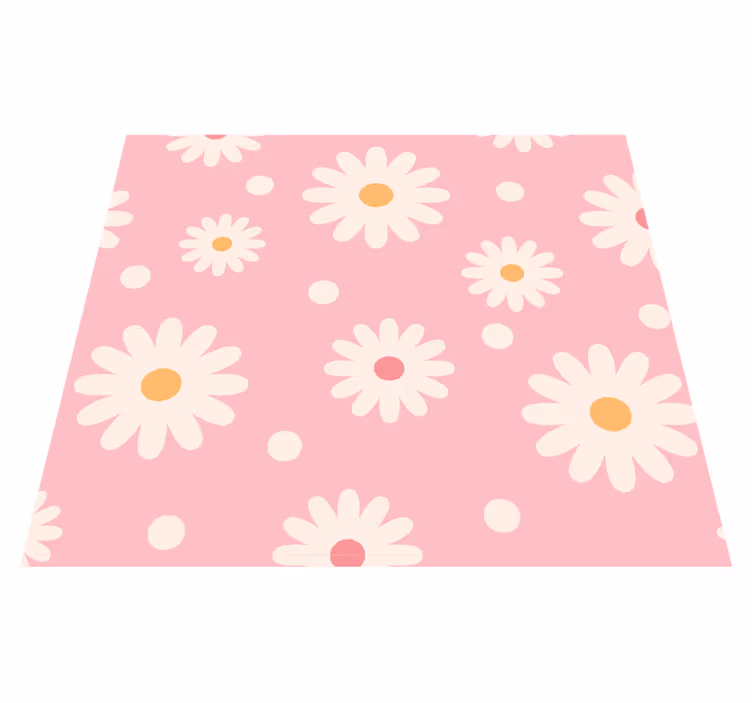 Outdoor vinyl rug vintage daisy pattern on pink - TenStickers