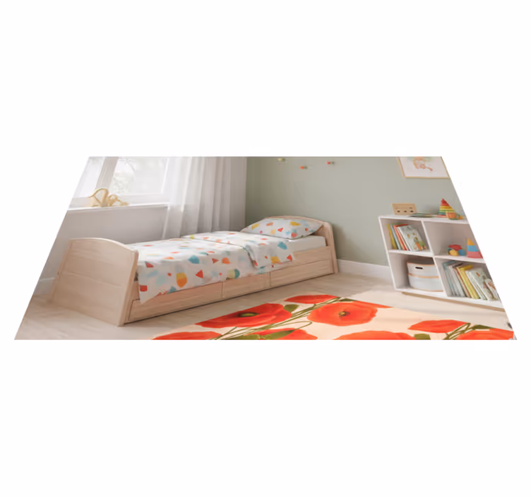 Red vinyl rug with poppy pattern - TenStickers
