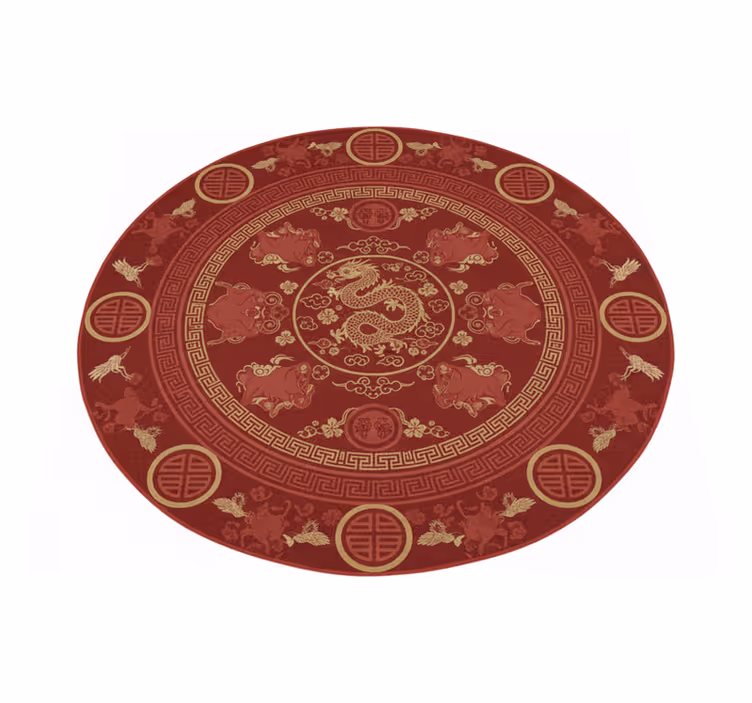 Red vinyl rug with traditional chinese vintage design - TenStickers