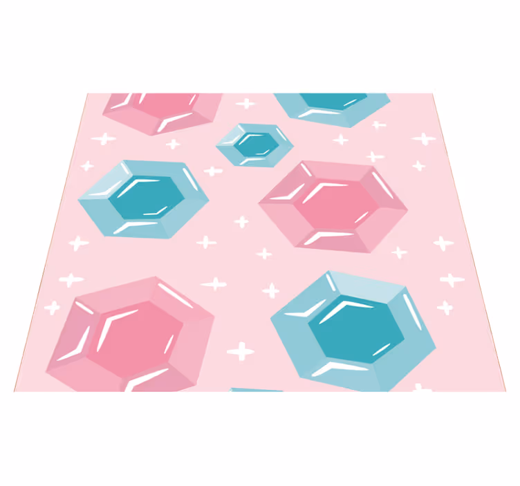 Pink vinyl rug with geometric gem patterns - TenStickers