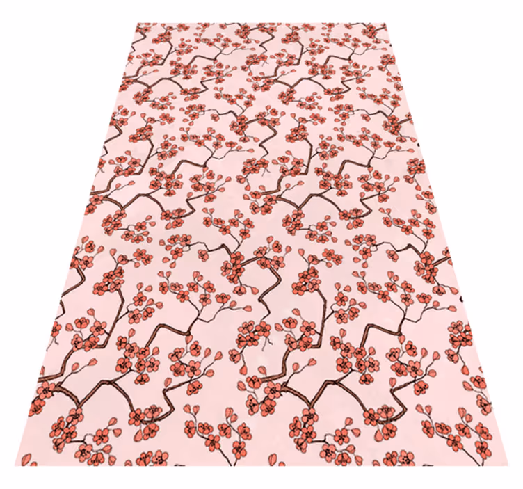 Pink vinyl rug cherry blossom design - TenStickers