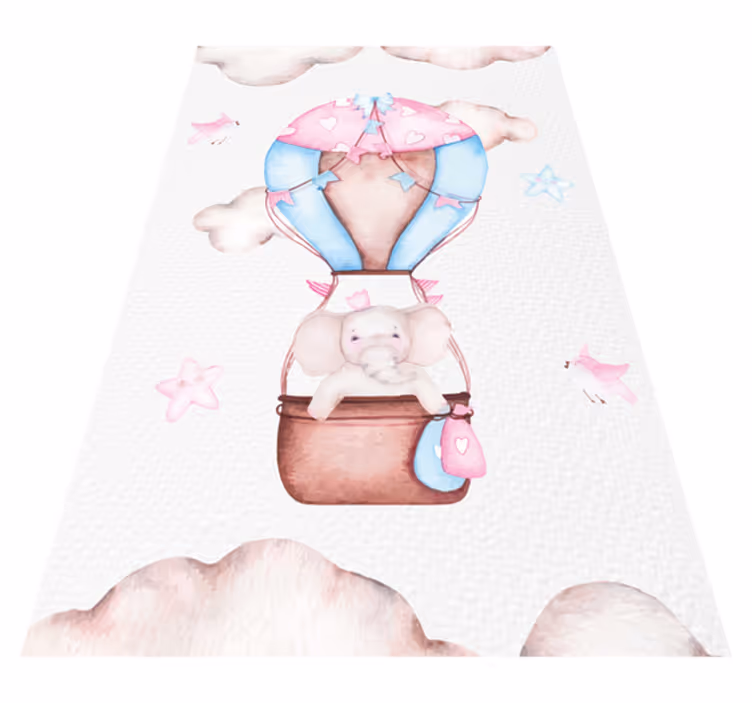 Pink vinyl rug cute hot air balloon design - TenStickers