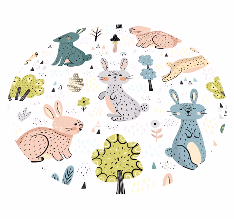 Gorgeous kids vinyl rug with nice bunnies - TenStickers