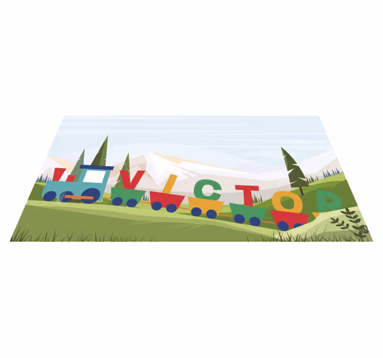 Customizable Alphabet Train Theme nursery vinyl rug - TenStickers