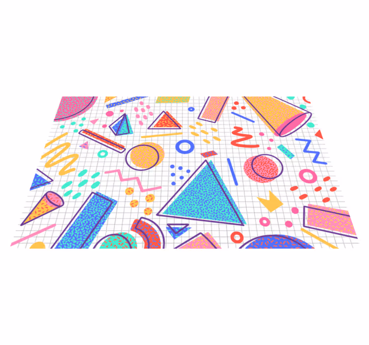 Retro memphis style geometric vinyl rug - TenStickers