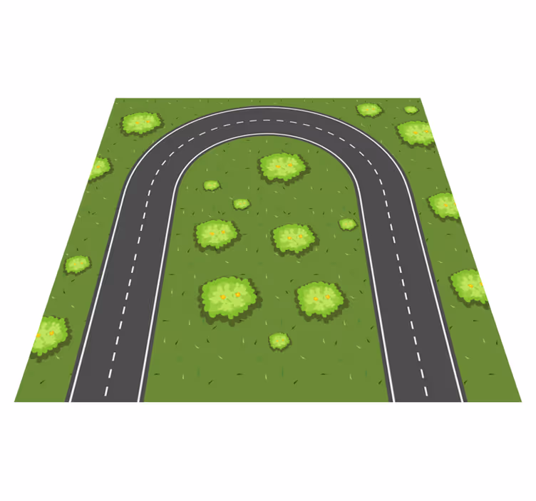 Fantastic curved road  kids vinyl rug - TenStickers