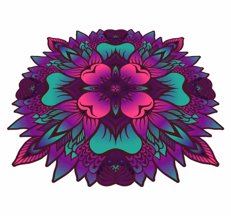 floral mandala lilac and purple vinyl rug - TenStickers