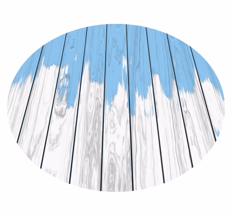 Round white and blue wood vinyl carpet - TenStickers