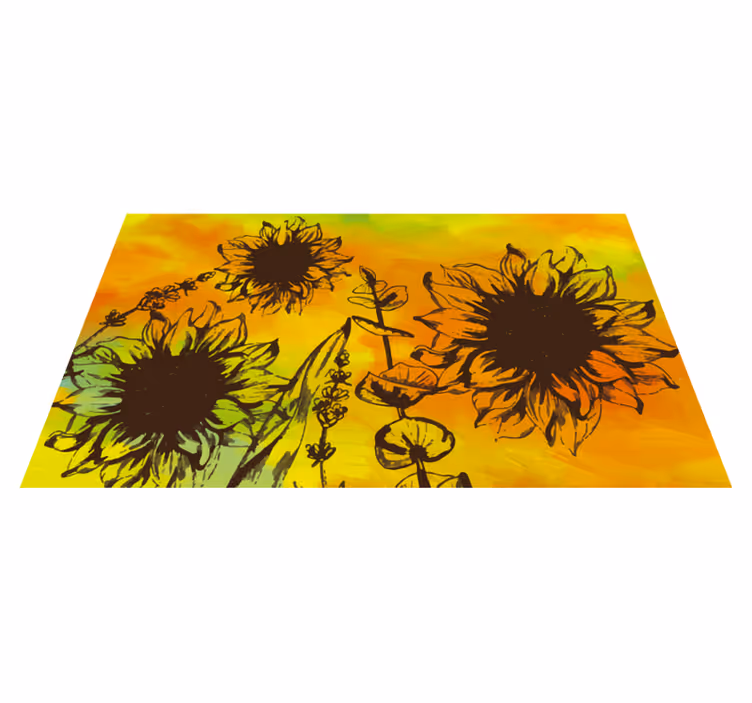 Fabulous colorful flower vinyl living room rug - TenStickers