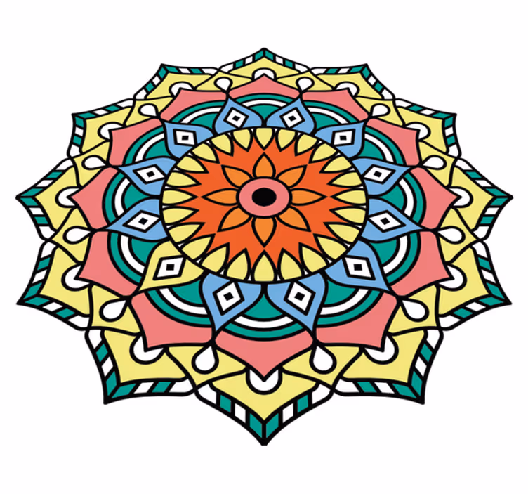 colorful mandala flower shaped vinyl rug - TenStickers
