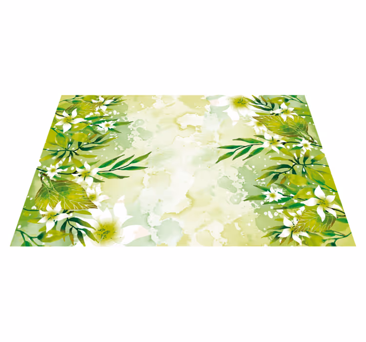amazing floral motifs vinyl bedroom rug - TenStickers