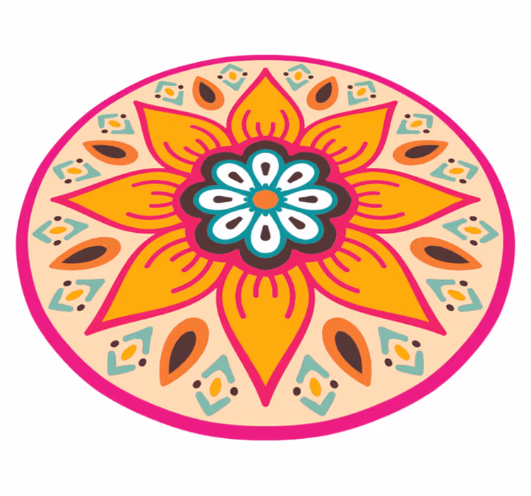 Gorgeous round flower mandala vinyl rug - TenStickers