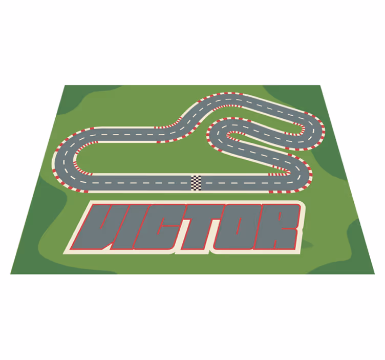 personalized racing track kids  vinyl rug with - TenStickers