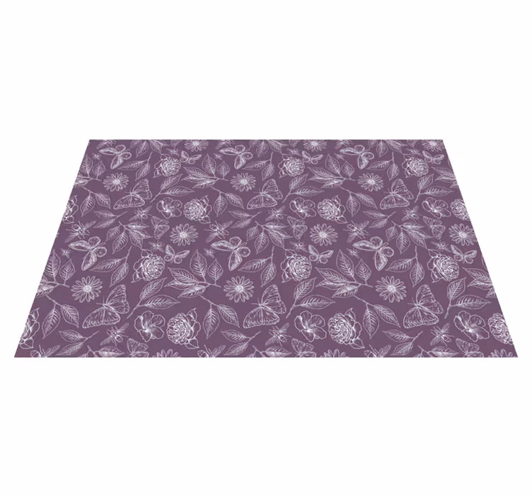 Vintage botanical pattern vinyl living room rug - TenStickers