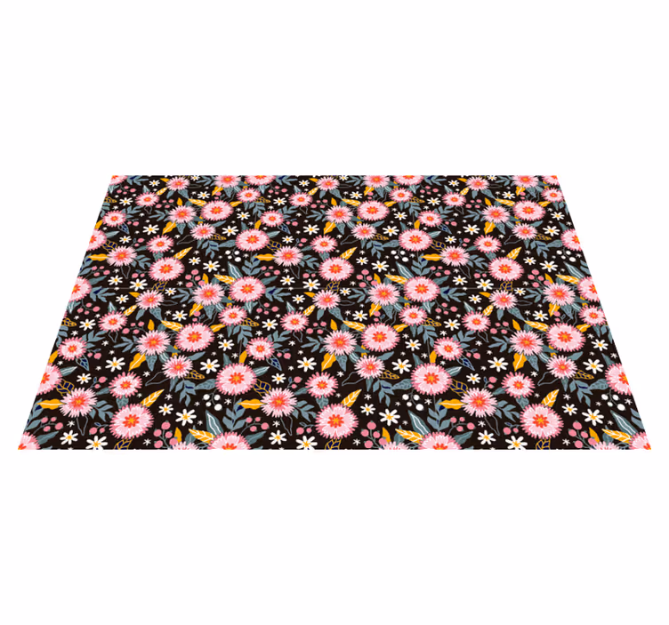 Retro flowers vinyl living room rug - TenStickers