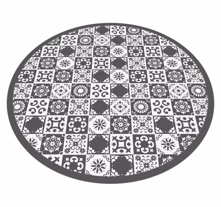 Gray and white Tiles vinyl bedroom rug - TenStickers