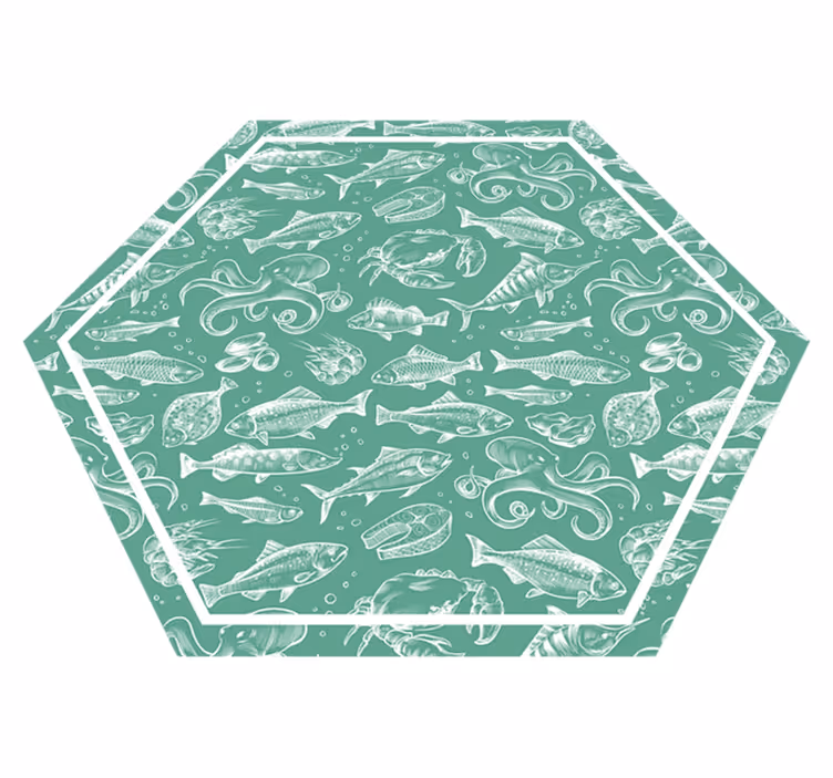 Sketch fish hand draw animal vinyl rug - TenStickers