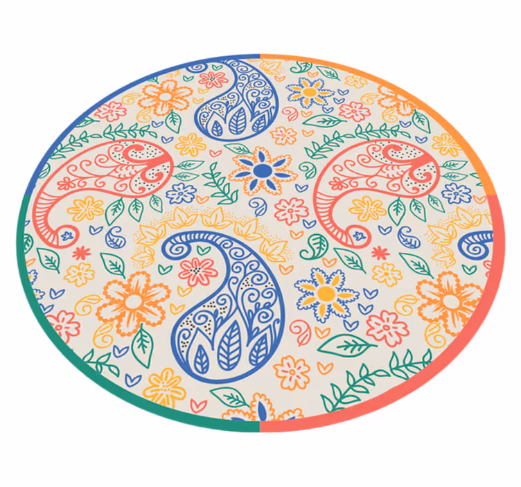 Colorful Paisley vinyl bedroom rug - TenStickers