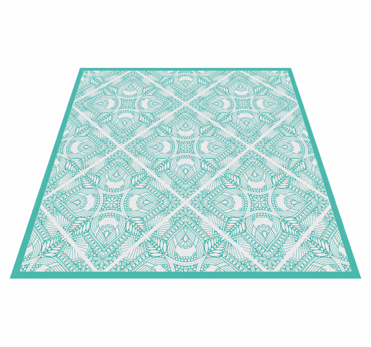 Ornamental draw tile vinyl bedroom rug - TenStickers
