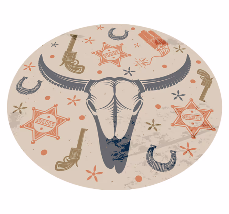 Cowboy elements pattern kids vinyl rug - TenStickers