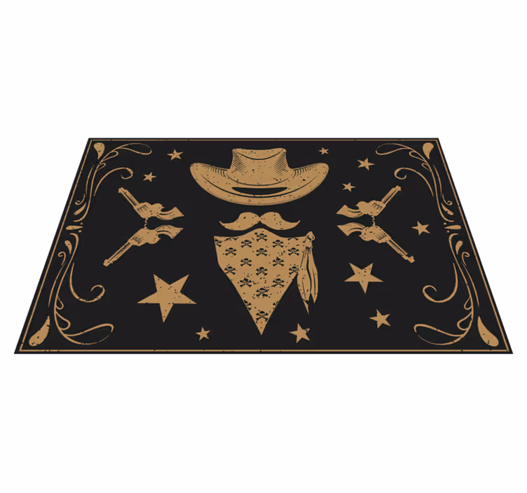 Cowboy hat flock and revolvers kids vinyl rug - TenStickers