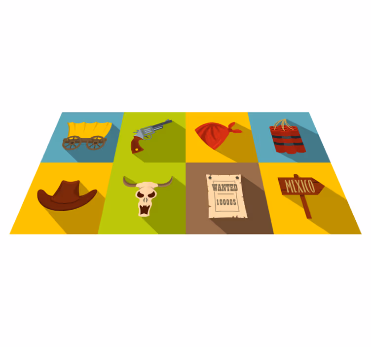 Cowboy tiles vinyl bedroom rug - TenStickers