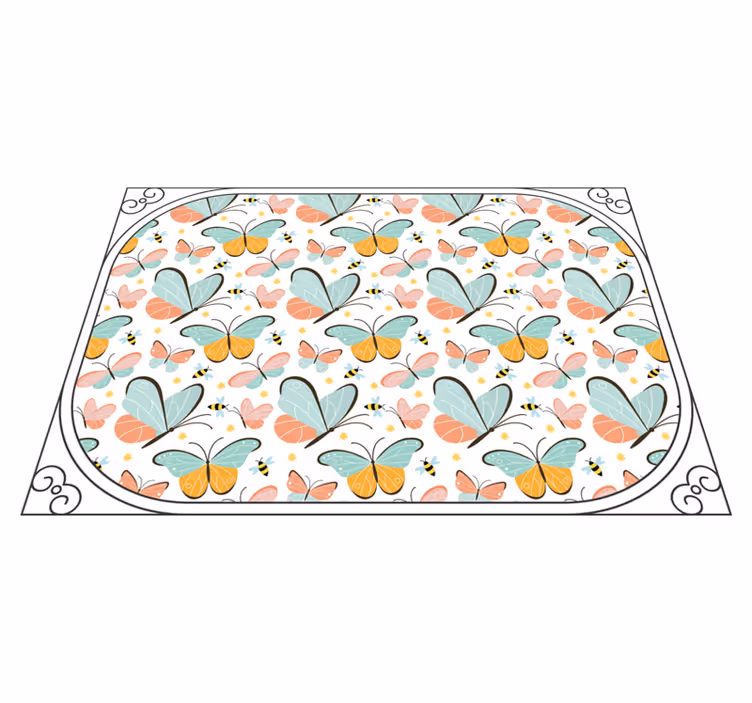 Butterfly Playground kids vinyl rug - TenStickers