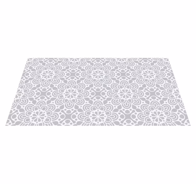 white grey flowery shapes modern rug - TenStickers