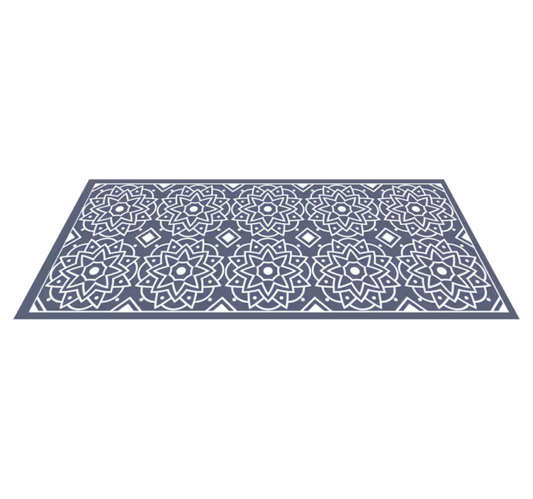 Mosaic ethnic pattern blue kitchen vinyl rug - TenStickers