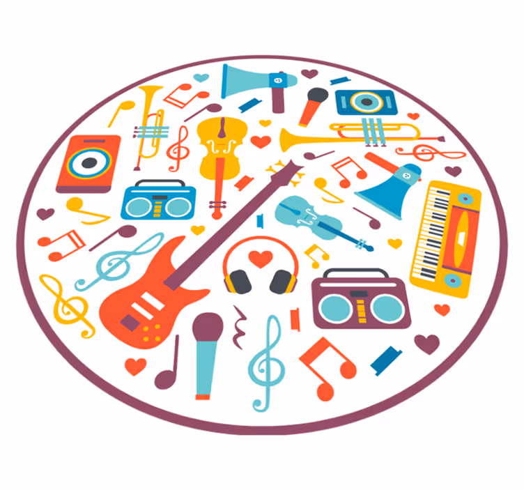 Musical instruments teen vinyl rug - TenStickers