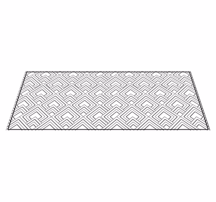 Panorama black and white geometric vinyl rug - TenStickers