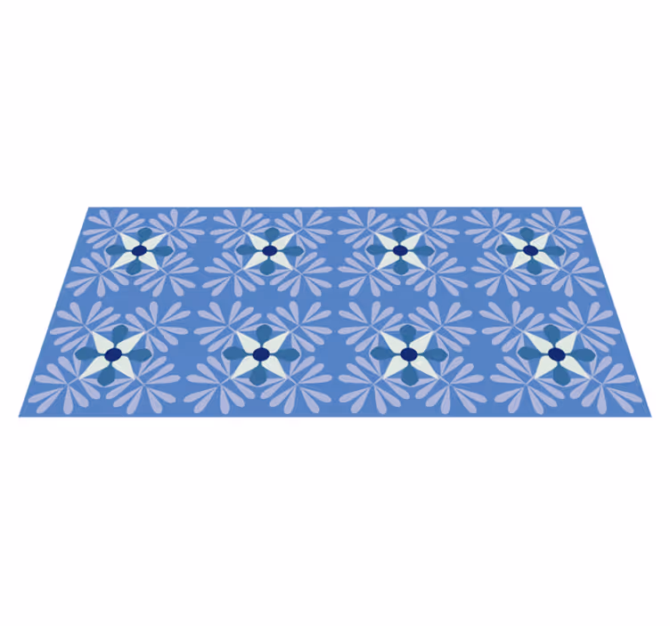 Printed tile effect bright blue vinyl rug - TenStickers