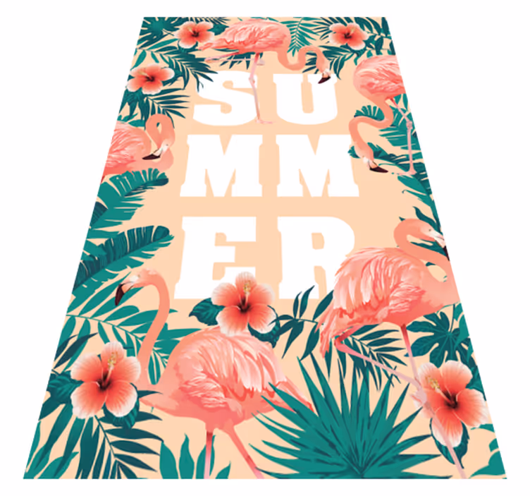 Summer text flamingos flowers custom rug - TenStickers