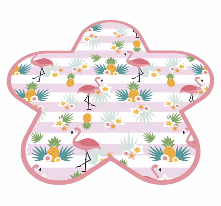 Stripes flamingos pineapple stripes carpet - TenStickers