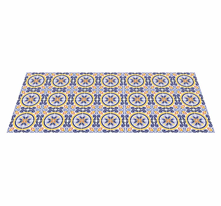 Intricate Mediterranean Motif tile vinyl rug - TenStickers
