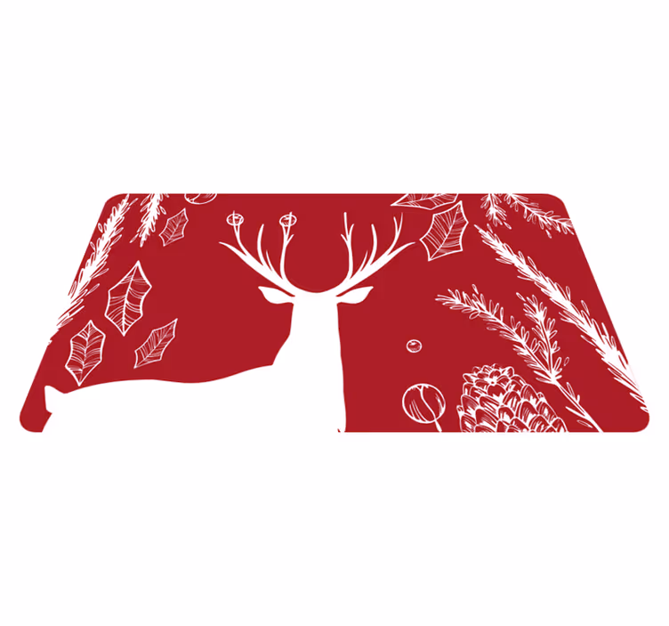 Red reindeer in forest Christmas tree mat - TenStickers